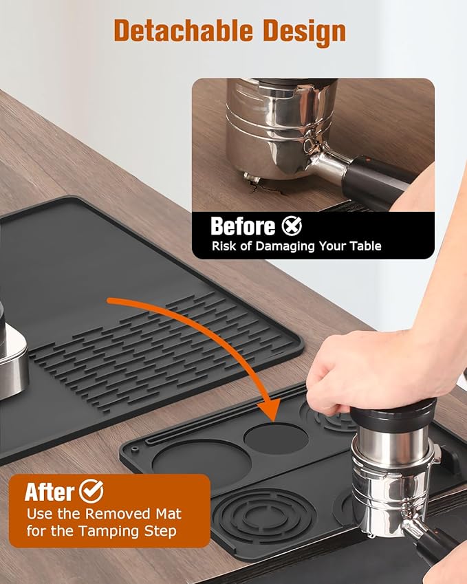 Silicone Coffee Maker Mat for Ninja Luxe Espresso Coffee Machine ES601/ES701 & Suitable for Breville Barista Express & Delonghi - 23"x15" Large Anti-Slip Heat-Resistant Bar Mat
