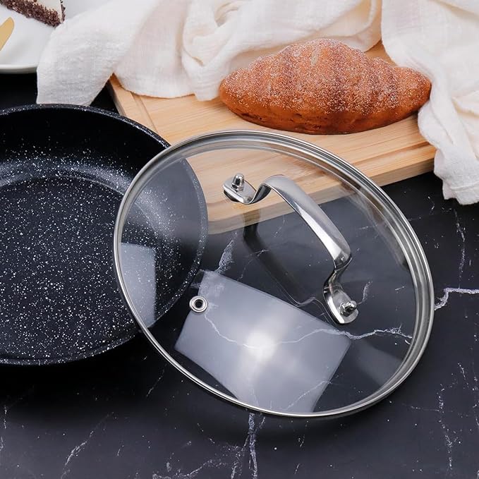 10 Inch Glass Lid for Lodge Cast Iron Skillet, 10" OXO Obsidian Frying Pan, Calphalon stainless pans and Other 10-10.25 Inch Kitchenware