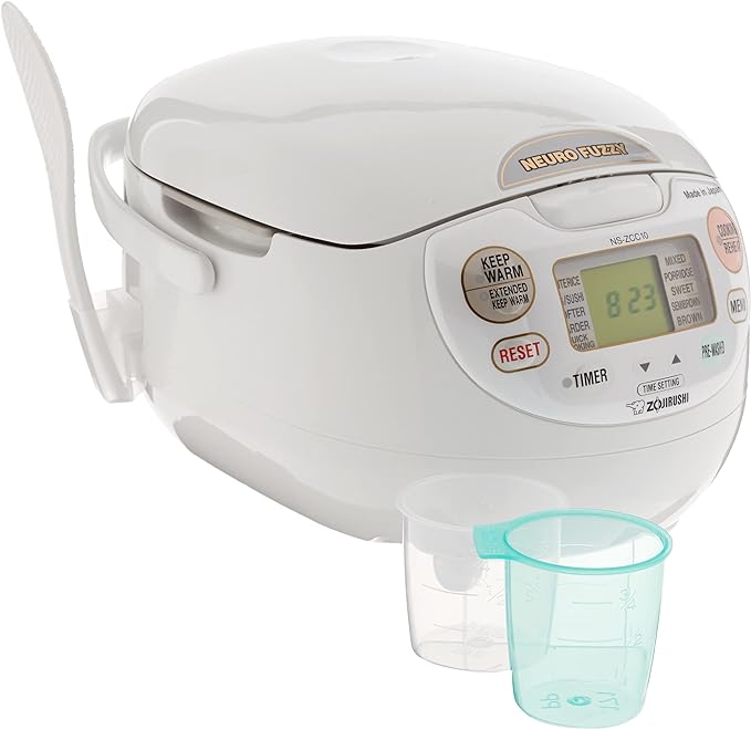 Zojirushi NS-ZCC10 Neuro Fuzzy Cooker, 5.5-Cup uncooked rice / 1L, White & NHS-06 3-Cup (Uncooked) Rice Cooker, White (-WB)