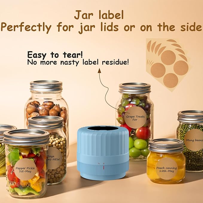 HTPOW Electric Mason Jar Vacuum Sealer - Fully Automatic Mason Jar Vacuum Sealer Kit for All Mason Jars with Regular Lids and Wide Mouth Lids, A Must-Have Tool for Canned Foods/Pantry - Blue