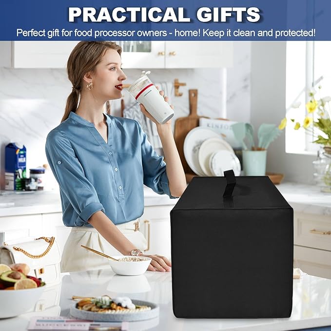 Cover for BLACK+DECKER and KitchenAid 7-8 Cup Food Processor, Heavy Duty Waterproof Dustproof Food Processor Protective Case Cover, Accessories for BLACK+DECKER Food Processors (Black)