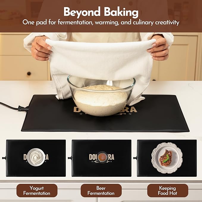 Bread Proofing Mat 13 x 21In Bread Proofer Warming Mat for Food – Temperature Controlled Sourdough Heating Pad for Home Baking – Waterproof Casing – 2.1M Cord with Standard Plug
