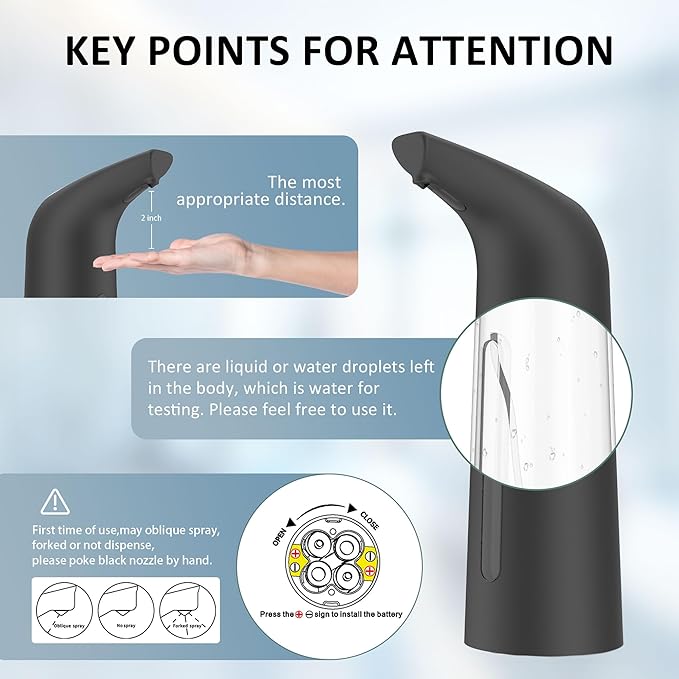 Automatic Soap Dispenser Touchless,400ML Hand & Dish Countertop Electric Liquid Dispenser with Sensor,Modern 4 Gear Adjustable Black Waterproof Battery Operated Kitchen Auto Soap Pump