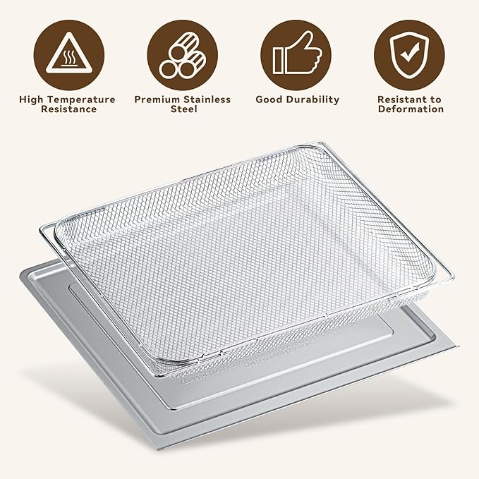 Air Fryer Accessories Compatible with Ninja Flip Air Fryer SP151, Crumb Tray with 4 Oven Liners, 100 PCS Parchment Paper Sheets, Air Fryer Basket and Baking Tray for Ninja Toaster Oven