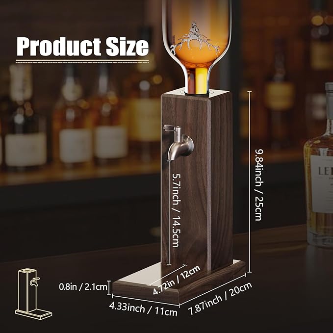Ash Wood Whiskey Liquor Dispenser for Home Bar,Leakproof Alcohol Dispenser for Bourbon/Scotch,Includes Liquor Bottle Pour Spouts,Ideal Whiskey Gifts for Men (Father's Day,Birthday) Man Cave