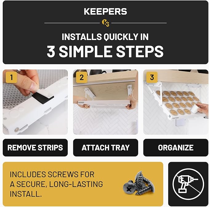 COFFEEKEEPERS KEEPERS Under Cabinet K Cup Holder with Swing-Down Access – Space-Saving Coffee Pod Holder and K Cup Organizer for 24 Pods – Steel Coffee Pod Organizer with Easy DIY Installation