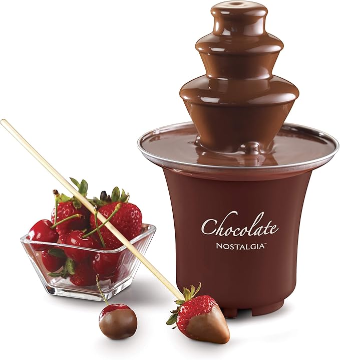 Nostalgia Electric 3-Tier Chocolate Fountain Brown | For Parties | 8-Ounce Capacity | Stainless Steel Base | Pack of 3