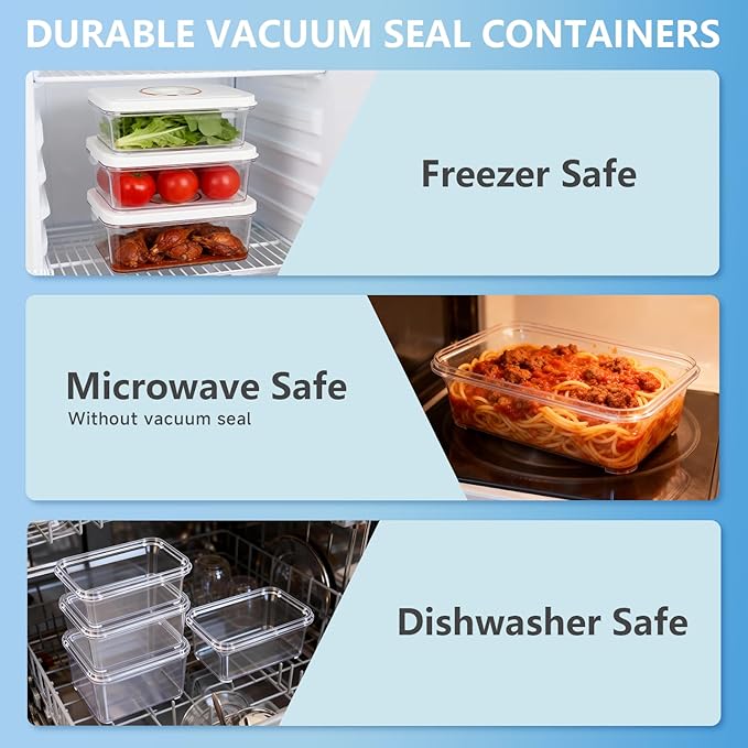 Vixino Vacuum Sealer for Food, Compact Handheld Vacuum Sealer Machine with 30 Reusable Bags & 3 Containers, Seals Liquids & All Foods, Portable for Sous Vide, Travel,Camping, Kitchen, Gifts