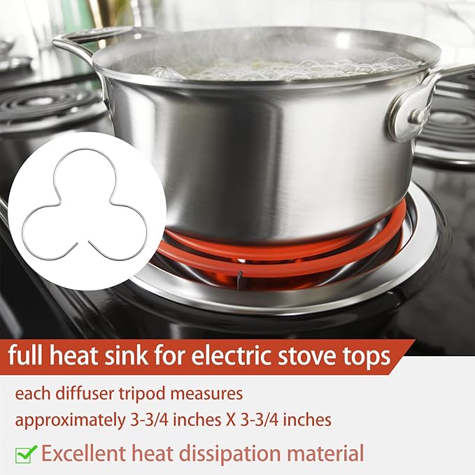 Glass Cooktop Heat Diffuser for Electric Stove, Full Heat Sink Protects Glass Cookware, Pack of 4