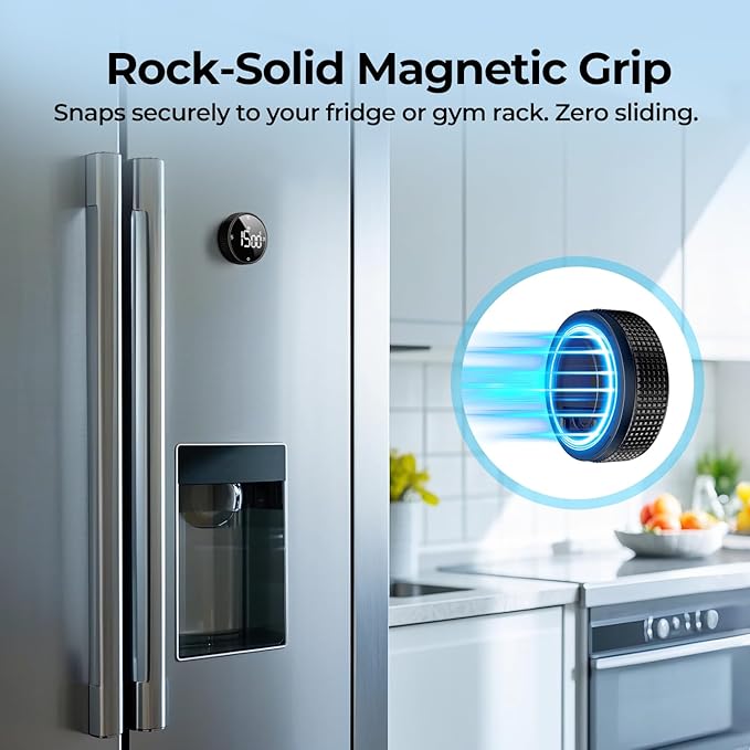 Rechargeable Magnetic Kitchen Timer for Cooking, Building 800mAh Battery Large Display Digital Countdown Countup Timer, 3 Preset 5/15/25 Mins Loud Alarm for Baking Grilling Studying - 2PCS