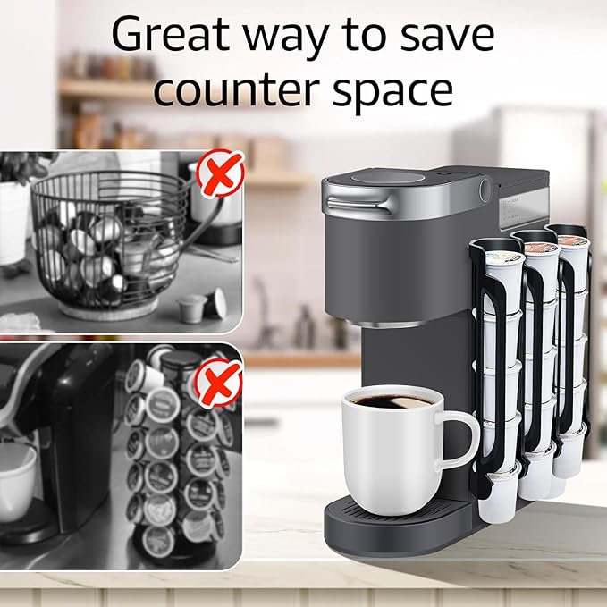 K Cup Holder for Keurig: Coffee Pod Holder for Counter Small Space - Kcup holder for Wall Mount (4, Pink)