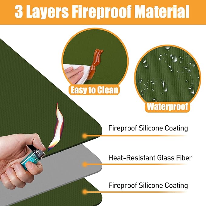 Heat Resistant Mats for Kitchen Countertop 21x29.5in,Coffee Mat,Coffee Bar Mat for Countertops,Air Fryer Deep Fryer Mat to Protect Quartz Countertop,Kitchen Hot Pad,Waterproof mat for Kitchen (Green)