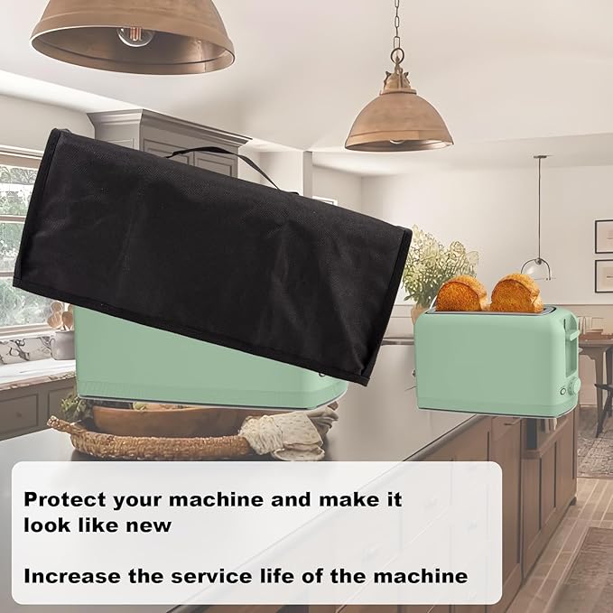 Cover for Bella 2 Slice Slim Toaster,Heat-Resistant Dustproof Waterproof Kitchen Heavy Protection Appliances Case Covers with Handle,for Bella 2 Slice Slim Toaster Cover Women/Mother's Day Gift(Black)