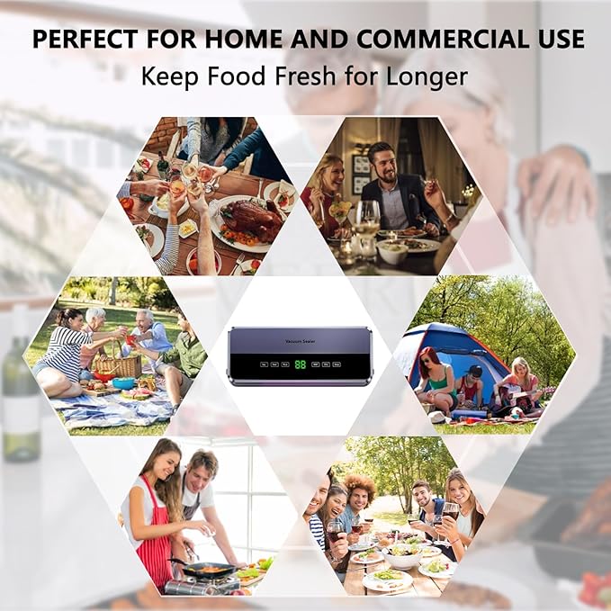 Vacuum Sealer, Multi-Functional Food Vacuum Sealer, Embedded Cutter, and Built-In Tape Storage, Food Sealer for Dry, Wet, and Powder Sealing