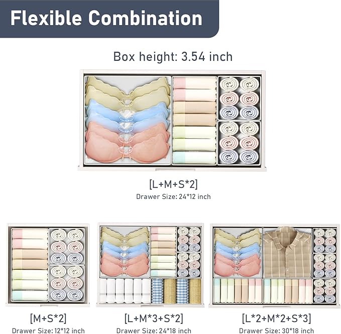 DIMJ Drawer Organizer Clothes- 26 Pack Baby Dresser Organizer for Nursery, Small Fabric Closet Drawer Organizer Bins for Underwears Socks, Foldable Storage Dividers Organization for Bedroom
