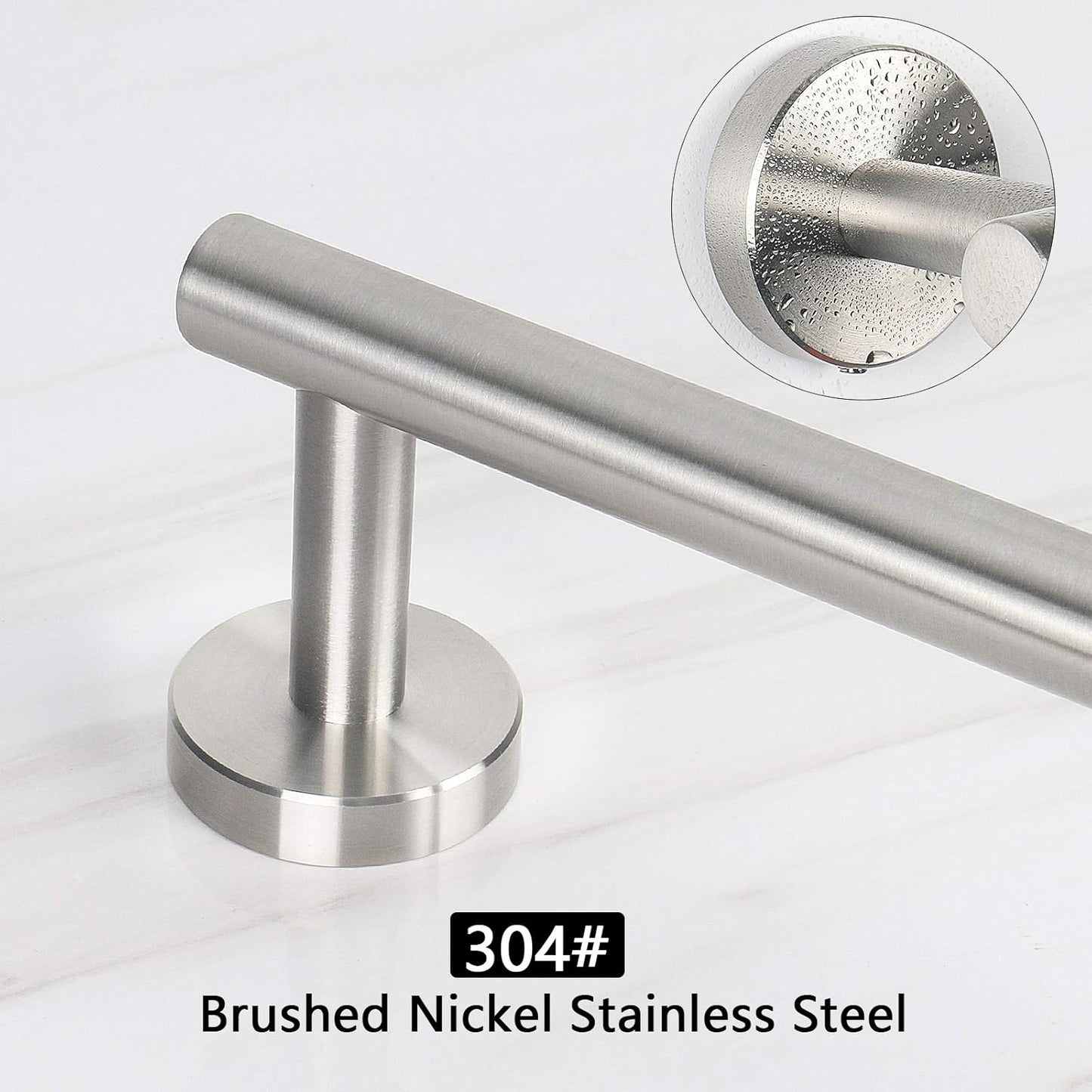 NearMoon Bath Towel Bar, Bath Accessories Thicken Stainless Steel Shower Towel Rack for Bathroom, Towel Holder Wall Mounted (2 Pack, Brushed Nickel, 16 Inch)