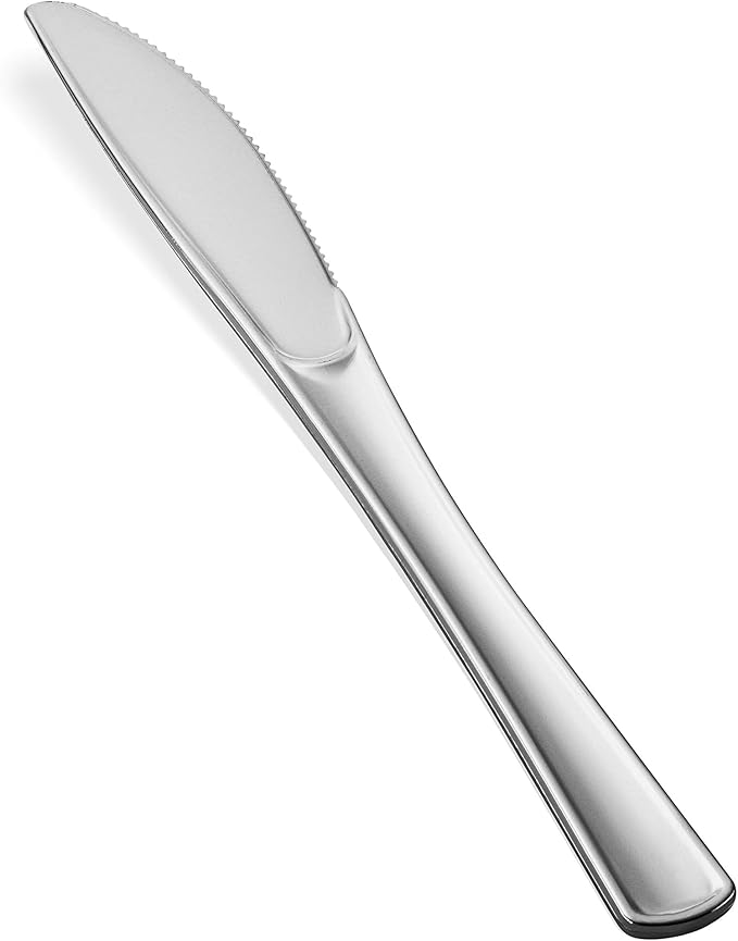 600 Plastic Silverware Set - Plastic Cutlery Set - Disposable - Flatware Set - 200 Forks - 200 Spoons - 200 Knives - Heavy Duty - Party Bulk - Silver