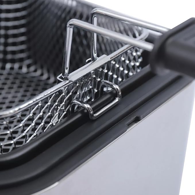 Electric Deep Fryer with Basket 1000W Countertop Deep Fryer Stainless Steel 2.5 L Oil Capacity for French Fry Restaurants Fast Food Stands Snack Bars Parties