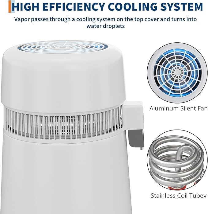 GarveeHome Water Distillers for Home Countertop, 1 gal/4 L Stainless Steel Distilled Water Machine with Glass Container, 750W Desktop Drinking Purifier Filter Distilling Kit