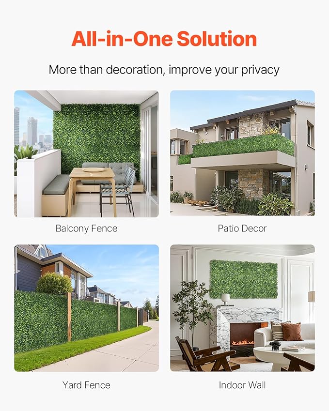 VEVOR Artificial Grass Wall Panels, 60 x 120 inch, Milan Grass Greenery Boxwood Panel for Indoor Outdoor Green Decor & Ivy Fence Covering, Privacy Backdrop Wall Hedge Screen for Garden