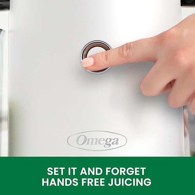 Omega Cold Press Juicer - Hands Free Vegetable and Fruit Masticating Juicer Machine with 68-oz. capacity, Extra Large Hopper for No-Prep and Whole Recipe Batch Juicing, Easy Clean, 150-Watts, White