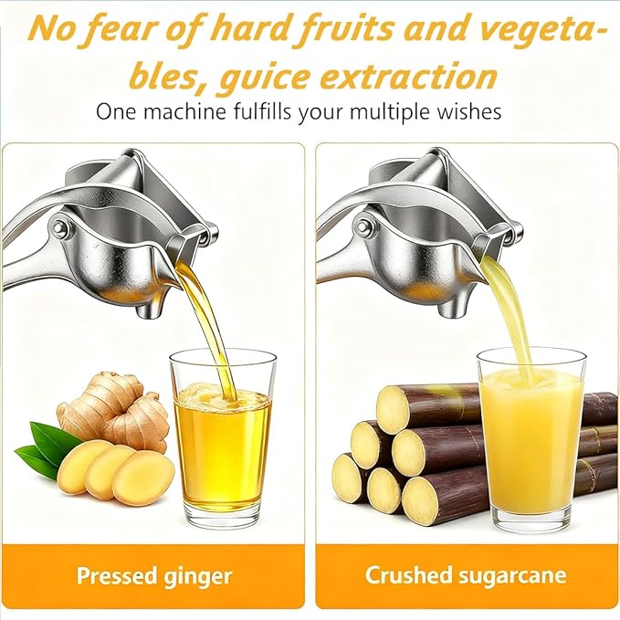 Hand Juicer Squeezer, Aluminum Alloy Fresh Fruit Juice Extractor, Fruit Juice Handheld Press Squeezer with Seed Filter, Heavy Duty Manual Hand Press Juicer for Orange Pomegranates Apple Lemon Lime (4)