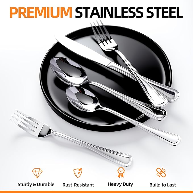NICE KITCHEN Silverware set for 4,20 Pieces Premium Stainless Steel Silverware set,Mirror Polished Cutlery Set,Flatware Set for 4,Dishwasher Safe,Luster Series