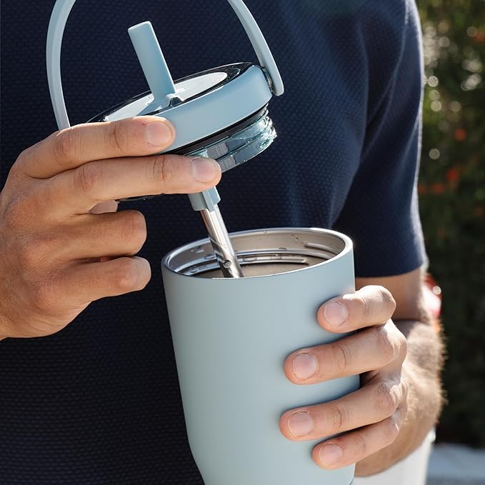 BrüMate Resa 25oz 100% Leakproof Travel Tumbler with Handle & Straw | Flexible SoftSip Straw | Silicone Sleeve for Durability | Stainless Steel | Cup Holder & Travel Friendly Water Bottle | (Dune)