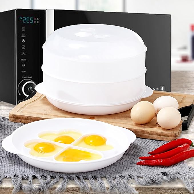 DOITOOL Heart Shape Microwave Egg Poacher Steamer Mold Egg Cooker Cookware Kitchen Specialty Cookware for Breakfast and Healthy Cooking
