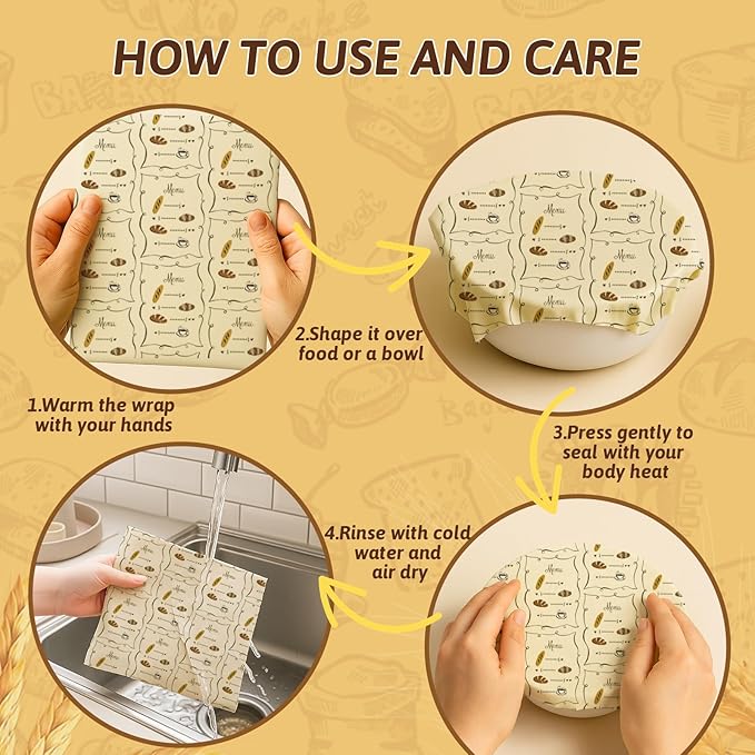 Reusable Beeswax Bread Bags Set – 2 Large Organic Linen Bread Bags (17 x 13 Inches) + 3 Beeswax Wraps for Food, Homemade Bread, Bagel,Sourdough, Freezer Safe & Keeps Food Fresh