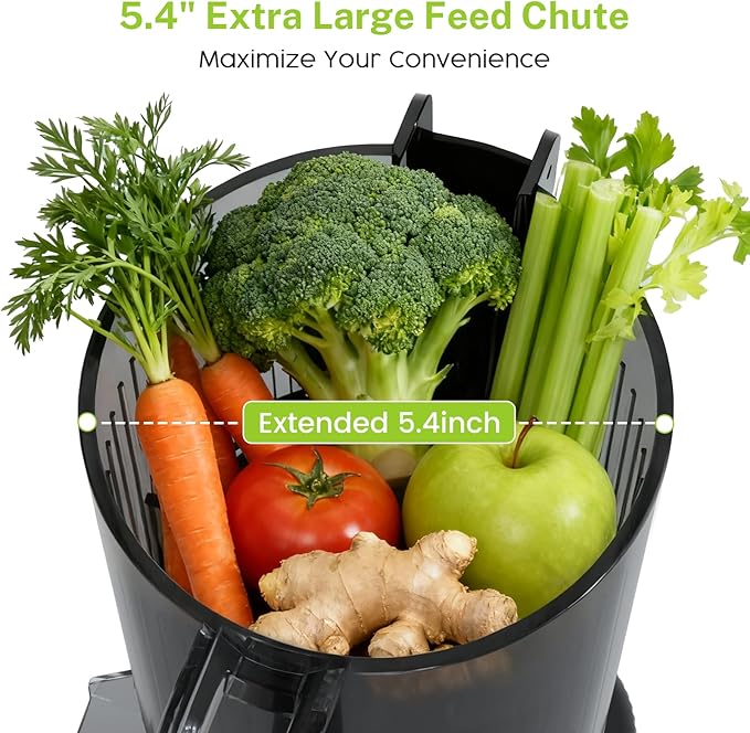 Kndko Cold Press Juicer, Juicer Machines with 5.4" Large Feed Chute for Whole Vegetables & Fruits, Professional Slow Masticating juicer with Large Auger, Self Feeding, High Juice Yield, Easy to Clean