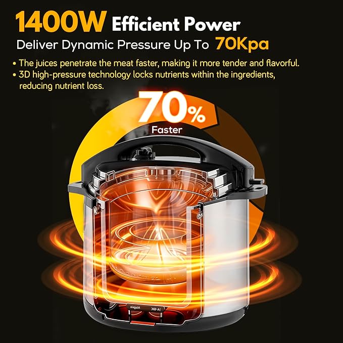 12 L/12.8 QT Commercial Pressure Cooker, 10-in-1 Pressure Cooker with Non-Stick Pot, 1400W Electric Pressure Pot with LCD Display, Slow Cook, Keep Warm, 24H Timer for 18-28 People Use