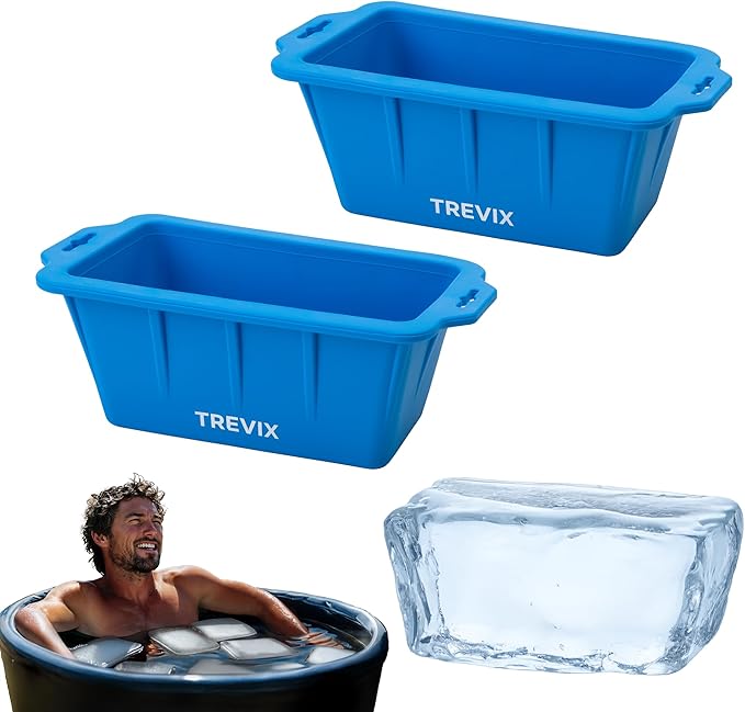 Trevix Ice Block Mold for Ice Bath (2 PCS) - Makes 9 LBS Large Ice Cube Molds, Reusable Ice Cube Tray, Large Silicone Ice Molds (Blue, 2pcs(9lbs))
