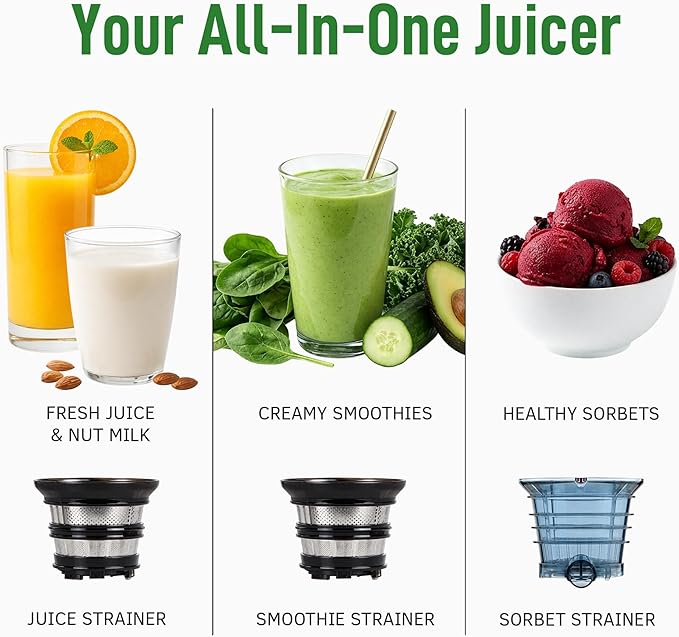 Kuvings AUTO10 Cold Press Juicer Machine – Self-Feeding for Hands-Free Use – Easy to Clean, Quiet 240W Motor, 100 oz Large Masticating Juicer – Designed for Silky Juice with Low Pulp – White