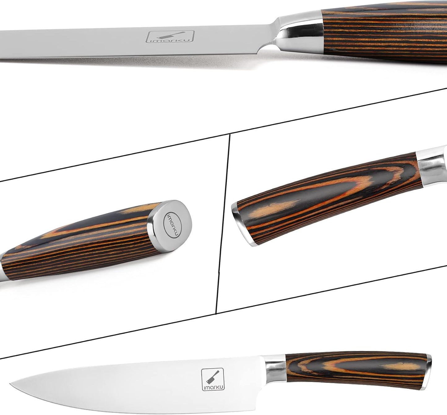 imarku Chef Knife - Pro Kitchen Knife 8 Inch Chef's Knives Japanese SUS440A Stainless Steel Sharp Paring Knife with Ergonomic Handle, Orange Handle, Gifts for Men and Women