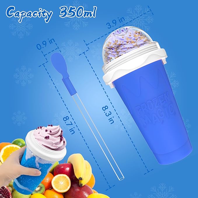 3PCS Slushie Maker Cup, Quick Frozen Magic Cups for Homemade Milk Shake Ice Cream Maker, Double Layer Squeeze Slushy Maker Cup, Birthday Gifts for Mom Dad , Kids,Friends,Family (Pink+Bule+Green)