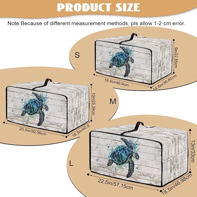 Air Fryer Toaster Oven Cover with Side Pockets, Protective Electrical Appliance Cover Kitchen Countertop Accessories and Decor, L, Watercolor Sea Turtle Wood Grain
