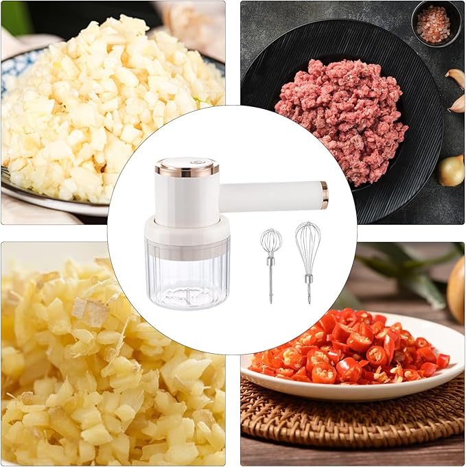 Electric Garlic Chopper | 300ml USB Rechargeable Food Processor - Garlic Chopper Electric,for Nut Chili Onion Meat Veggie Chicken Ginger Fruit Puree Kitchen Home