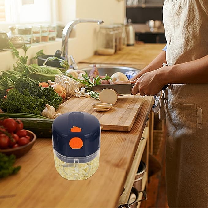 UPKOCH Electric Garlic Masher and Food Masher Portable Cordless Mini 250ml Kitchen Chopper for Food and Home Cooking with 1200amh Motor Blue
