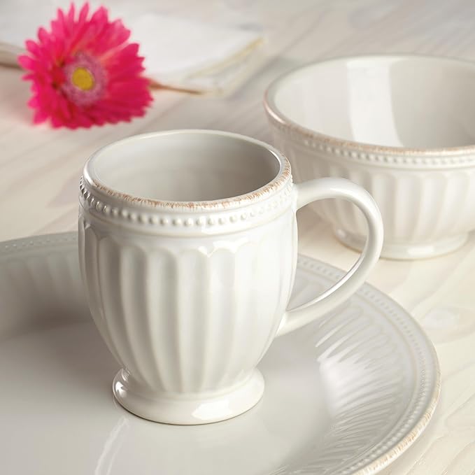 Lenox White French Perle Groove 4Pc Place Setting, 6.95 LB