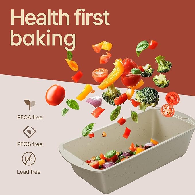 Nonstick Loaf Pan Set Pack of 4, 7" to 11" Large Baking Bread Pan, Oven Safe Up to 450°F, PFOA, PFOS, PTFE Free, Space Saving Stackable Design, Stain Resistant, Dishwasher Friendly, White Marble