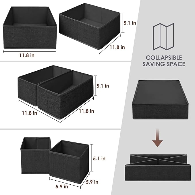Criusia 14 Set Underwear Drawer Organizer, Foldable Underwear Drawer Organizer and Closet Dividers,Storage Box for Clothes, Socks, Underwear