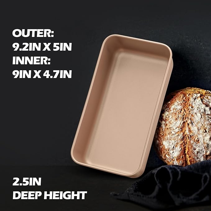 Leonyo 6 Pack Nonstick Loaf Pans for Baking Bread, 9x5IN Stainless Steel Loaf Pans for Homemade Bread Baking, Meatloaf, Bananas, Brownies, Lasagnas, Oven Safe, Rose Gold