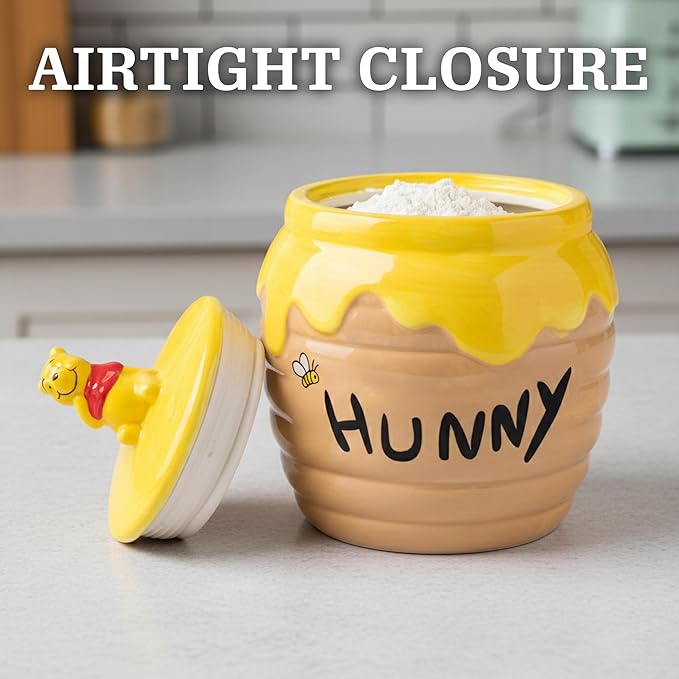 Silver Buffalo Disney Winnie the Pooh Honey "Hunny" Pot Sculpted 3D Hand Painted Ceramic Snack Cookie Jar (Small)