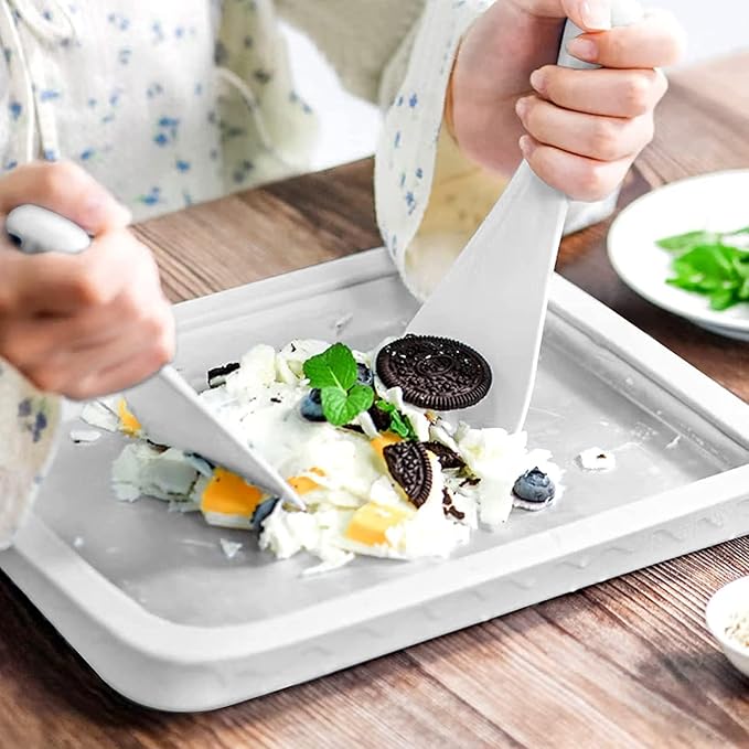 Instant Ice Cream Maker,Rolled Ice Cream Maker, Soft Serve Ice Cream maker,Perfect for Frozen Yogurt, and More! Food grade stainless steel ice cream roll machine for home us (Green)