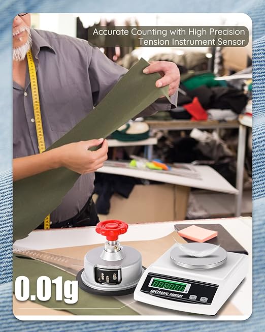 NEWTRY 600g/0.01g Electronic Fabric GSM Weight Scale Balance 110V with 0-2mm Disc Sampler Cloth Cutter for Textile Paper Non-Woven Fabrics (110V Scale + Sample Cutter)