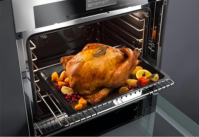 Stainless Steel Sturdy Roasting Pan with Cooling Rack – Oven, Toaster & Grill Safe, Deep Edge, Smooth Finish, Dishwasher Safe – Perfect for Turkey, Chicken, BBQ (19.5x13.6x2.8in)