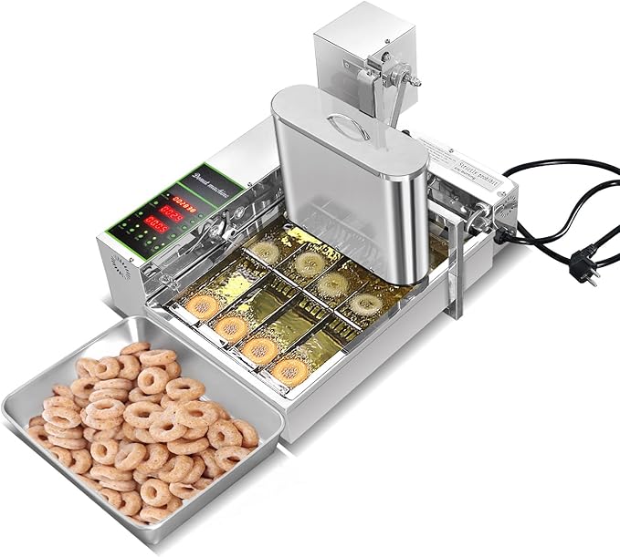 Kolice Commercial Mini Donuts Making Machine Frying Donuts Makchine - 4-Rows Production, 5.5L Hoppers, 1,800 Pcs Per Hour, Auto Counting, Timer and Temperature Control