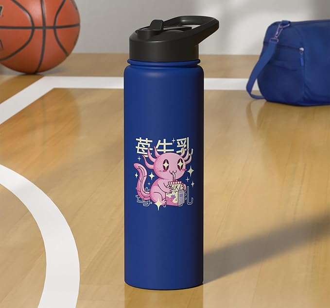 Cute Sea Creature Drinking Milk Japanese Art Kawaii Stainless Steel Insulated Water Bottle