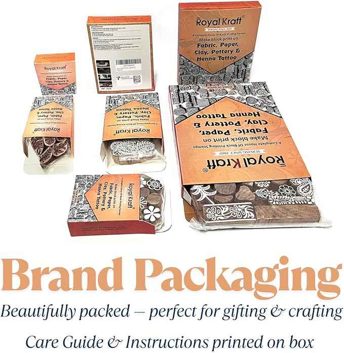 Royal Kraft Assorted Wooden Block Printing Stamps (Set of 25) Bulk01_25